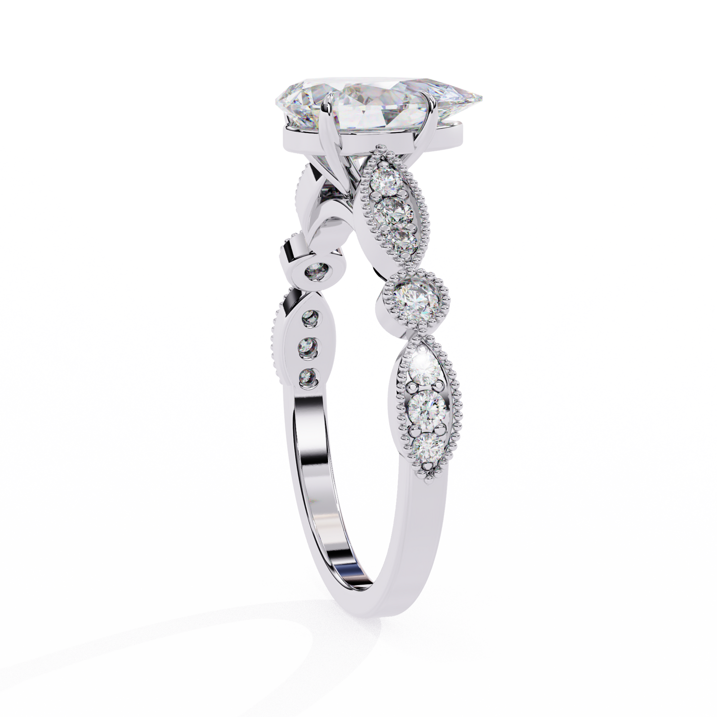 Love Pair Shape 0.89 Carat Solitaire Ring