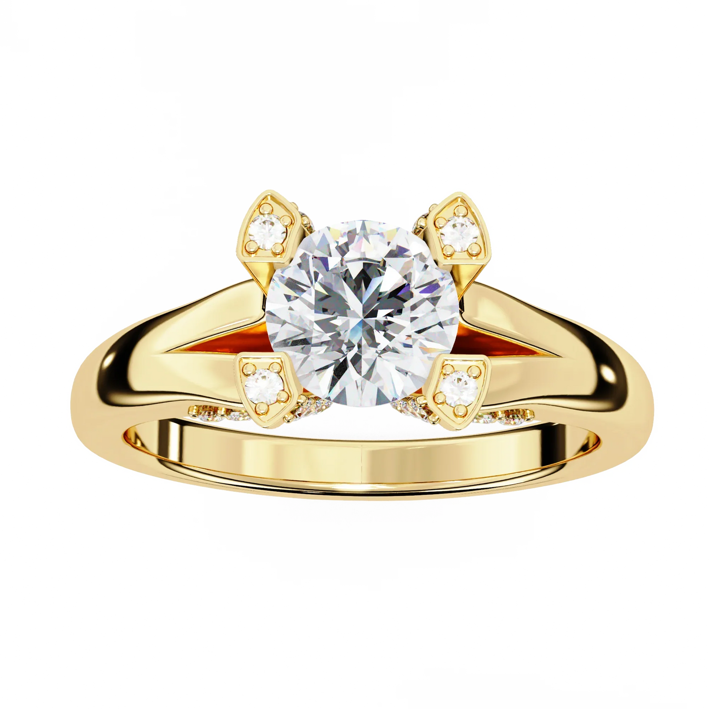 0.88 Carat Round Moon Solitaire Ring