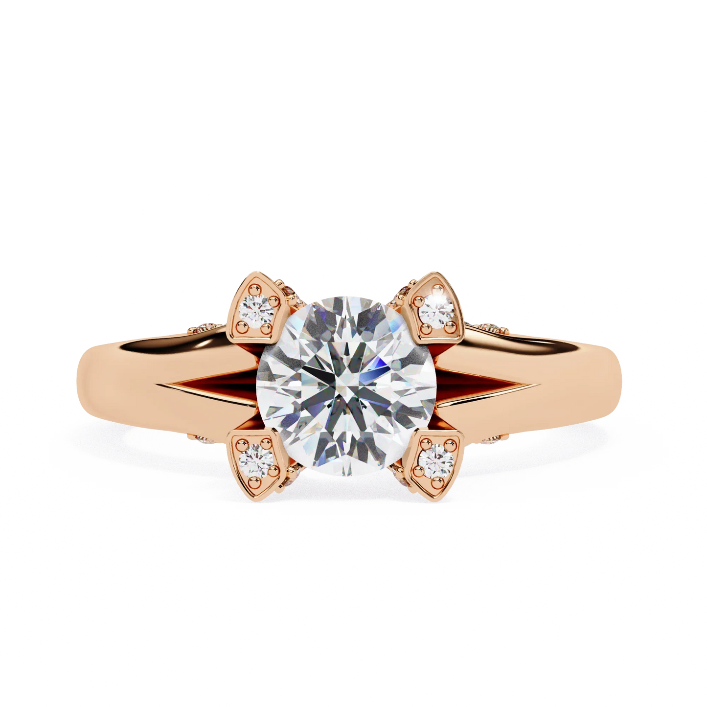 0.88 Carat Round Moon Solitaire Ring