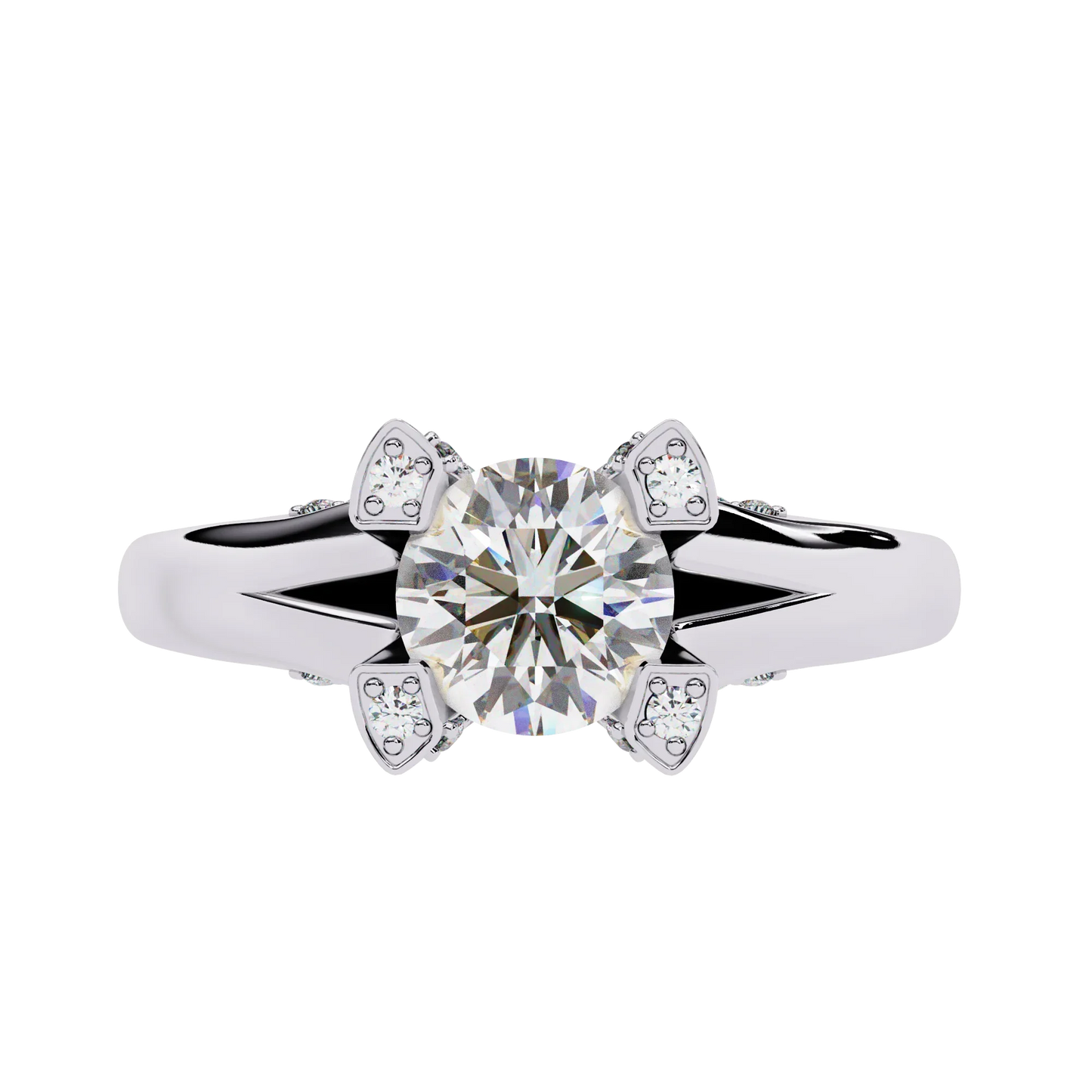 0.88 Carat Round Moon Solitaire Ring