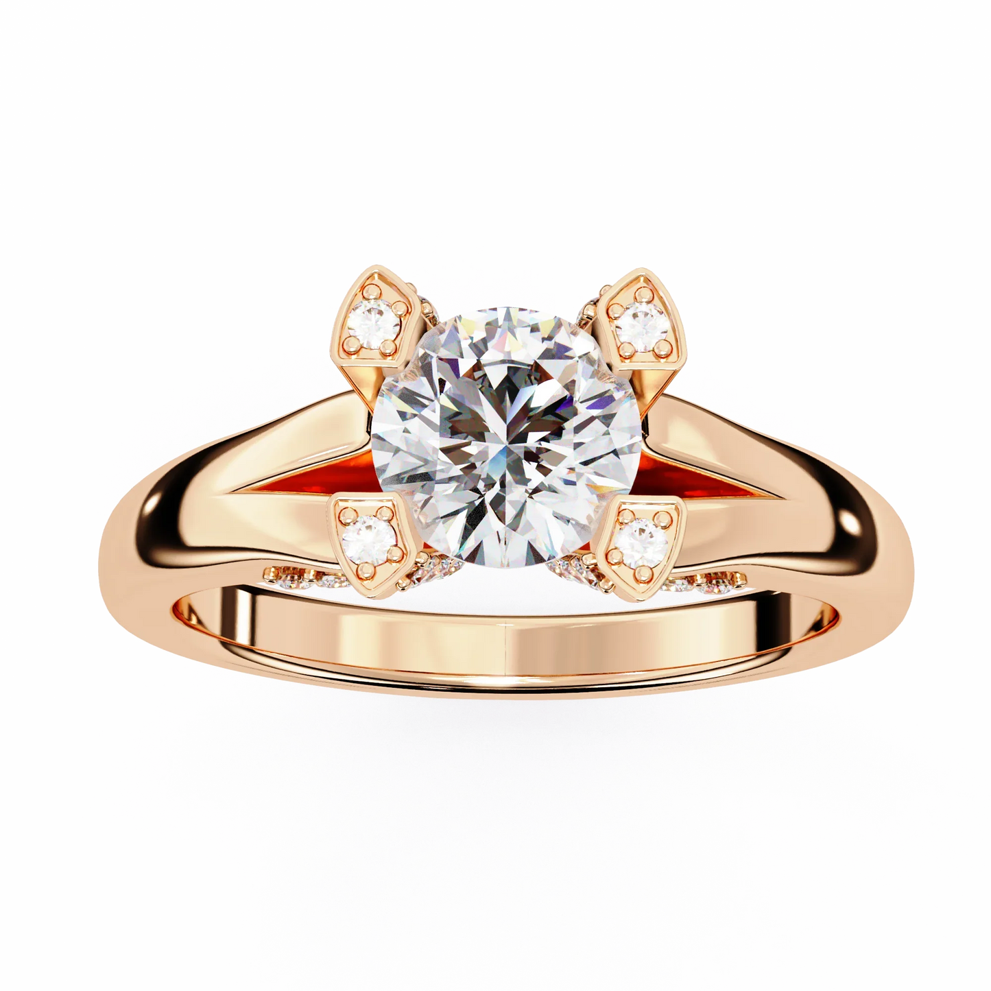 0.88 Carat Round Moon Solitaire Ring