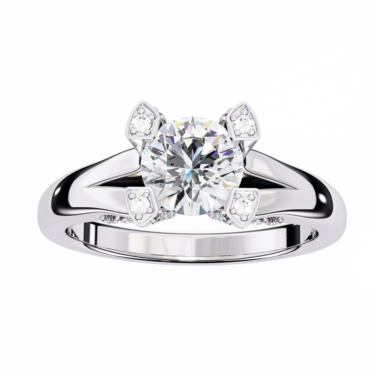 0.88 Carat Round Moon Solitaire Ring