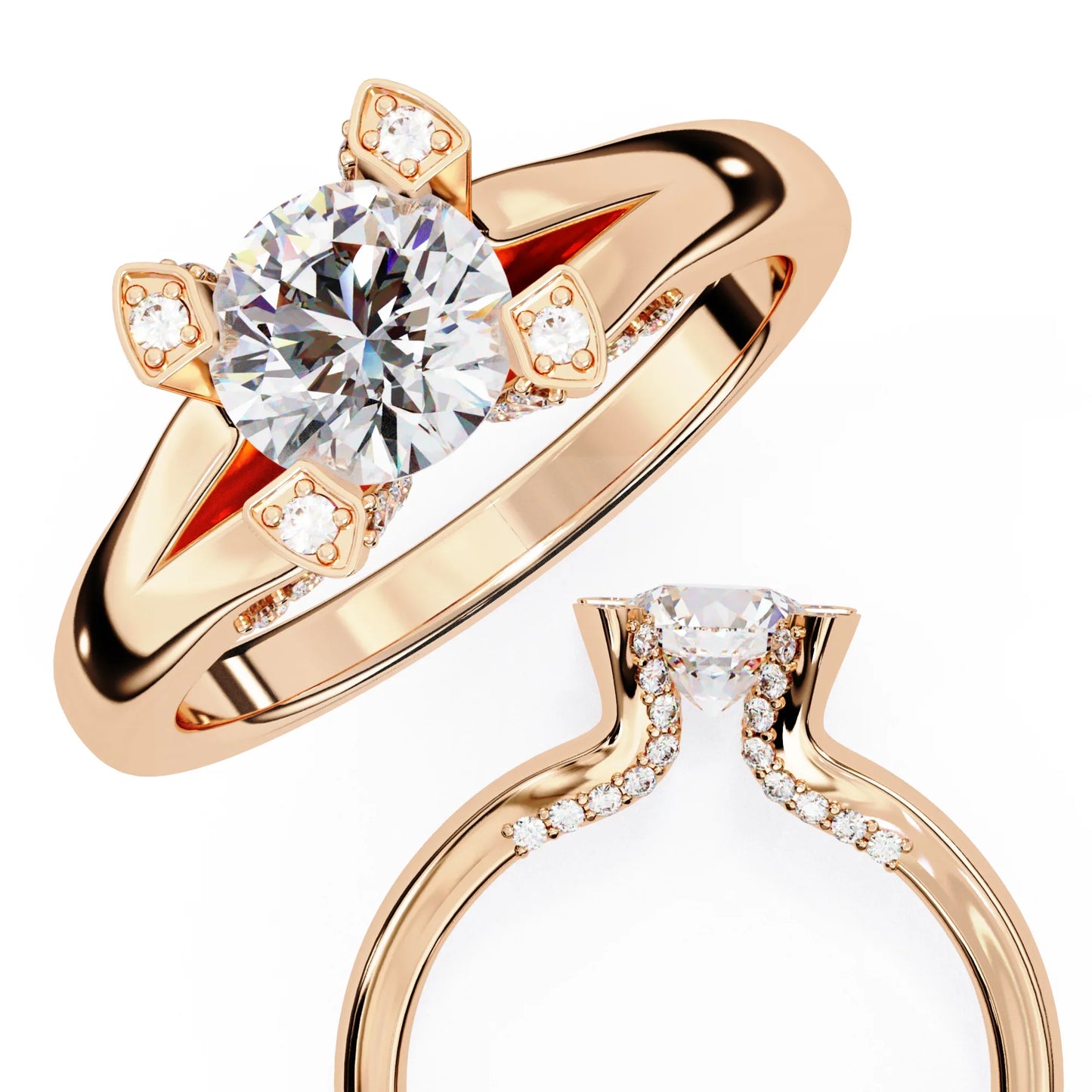 0.88 Carat Round Moon Solitaire Ring