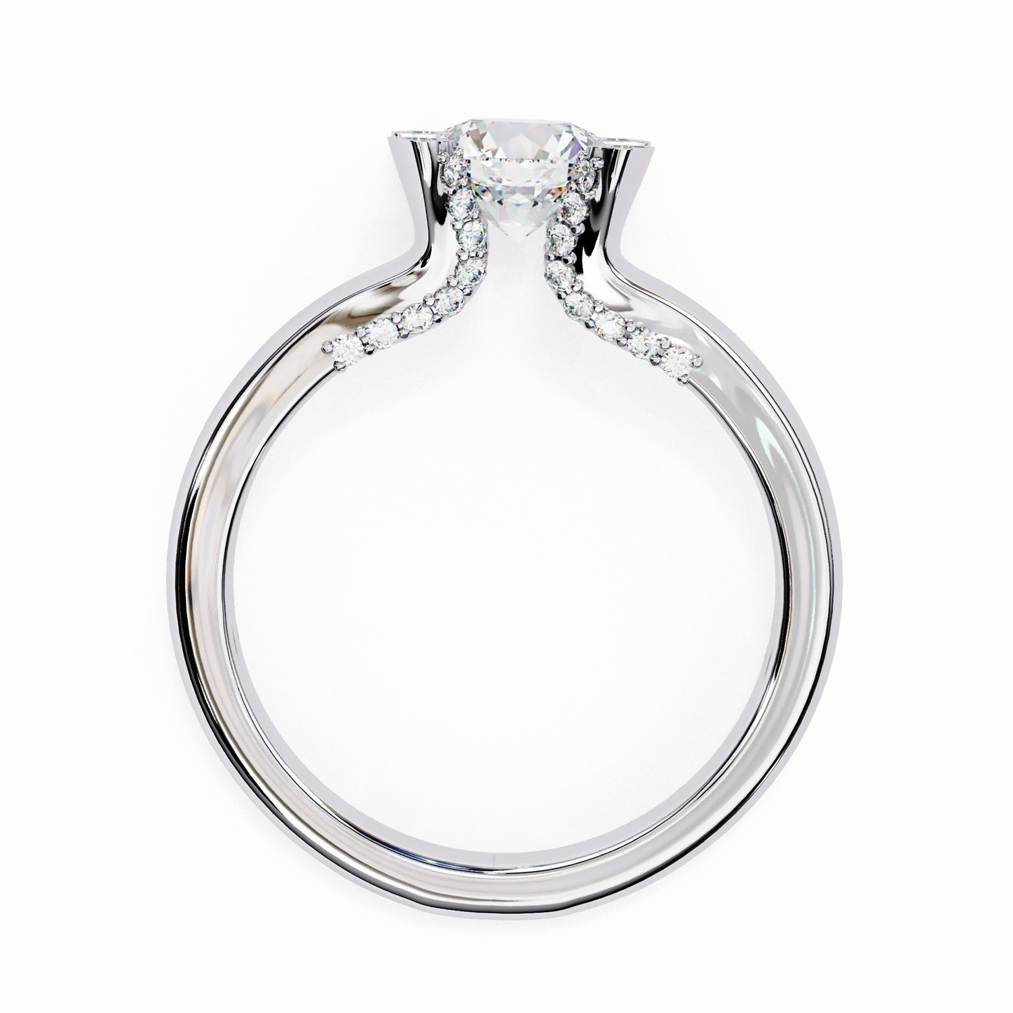 0.88 Carat Round Moon Solitaire Ring