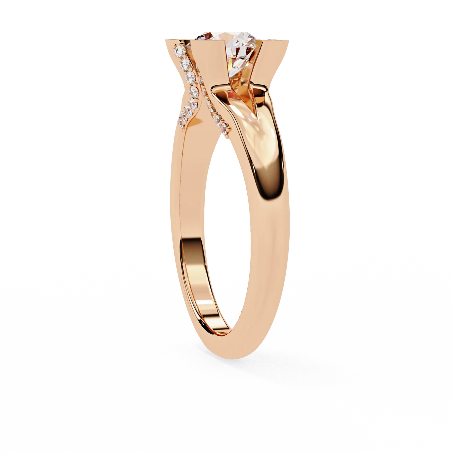 0.88 Carat Round Moon Solitaire Ring