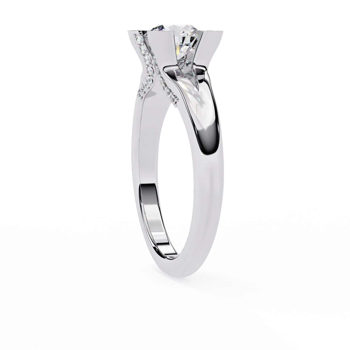 0.88 Carat Round Moon Solitaire Ring