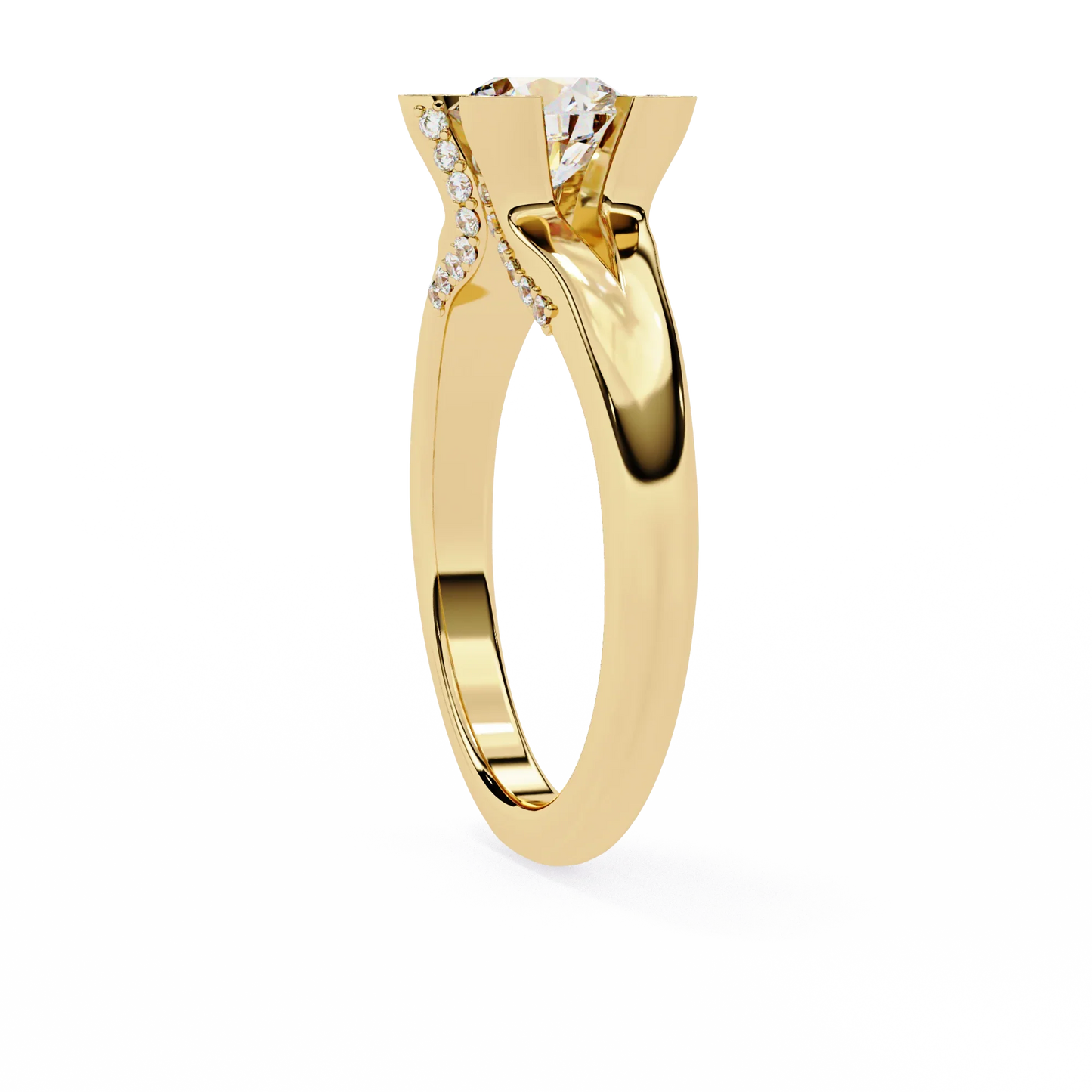 0.88 Carat Round Moon Solitaire Ring