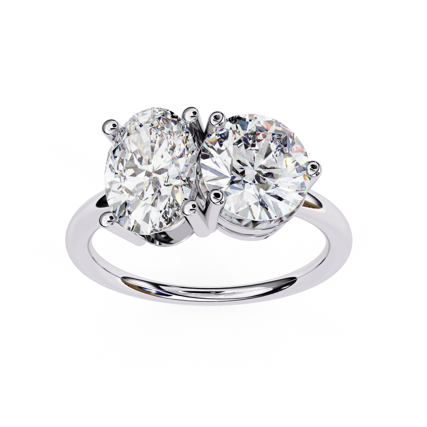 Twin Sprak Oval and Round Solitaire Ring