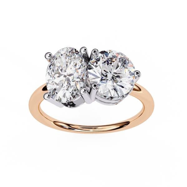 Twin Sprak Oval and Round Solitaire Ring