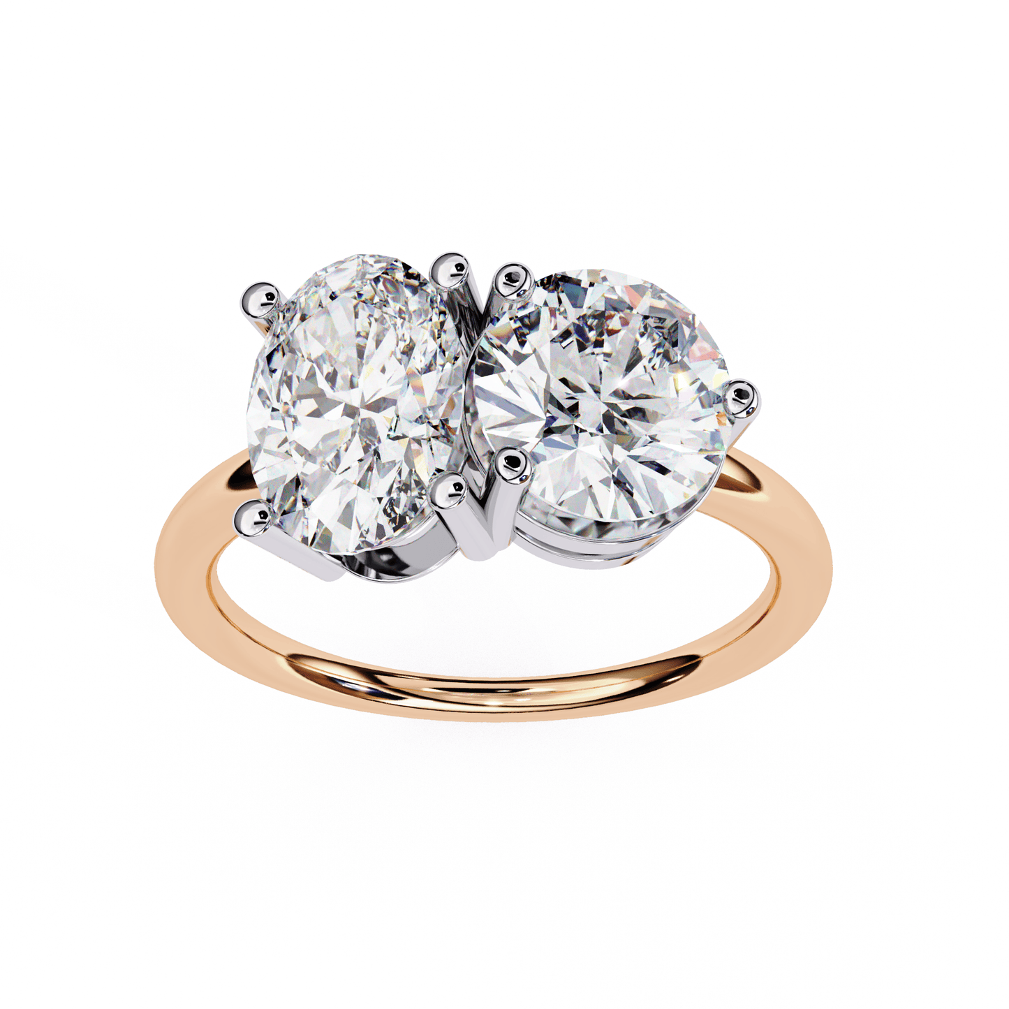 Twin Sprak Oval and Round Solitaire Ring