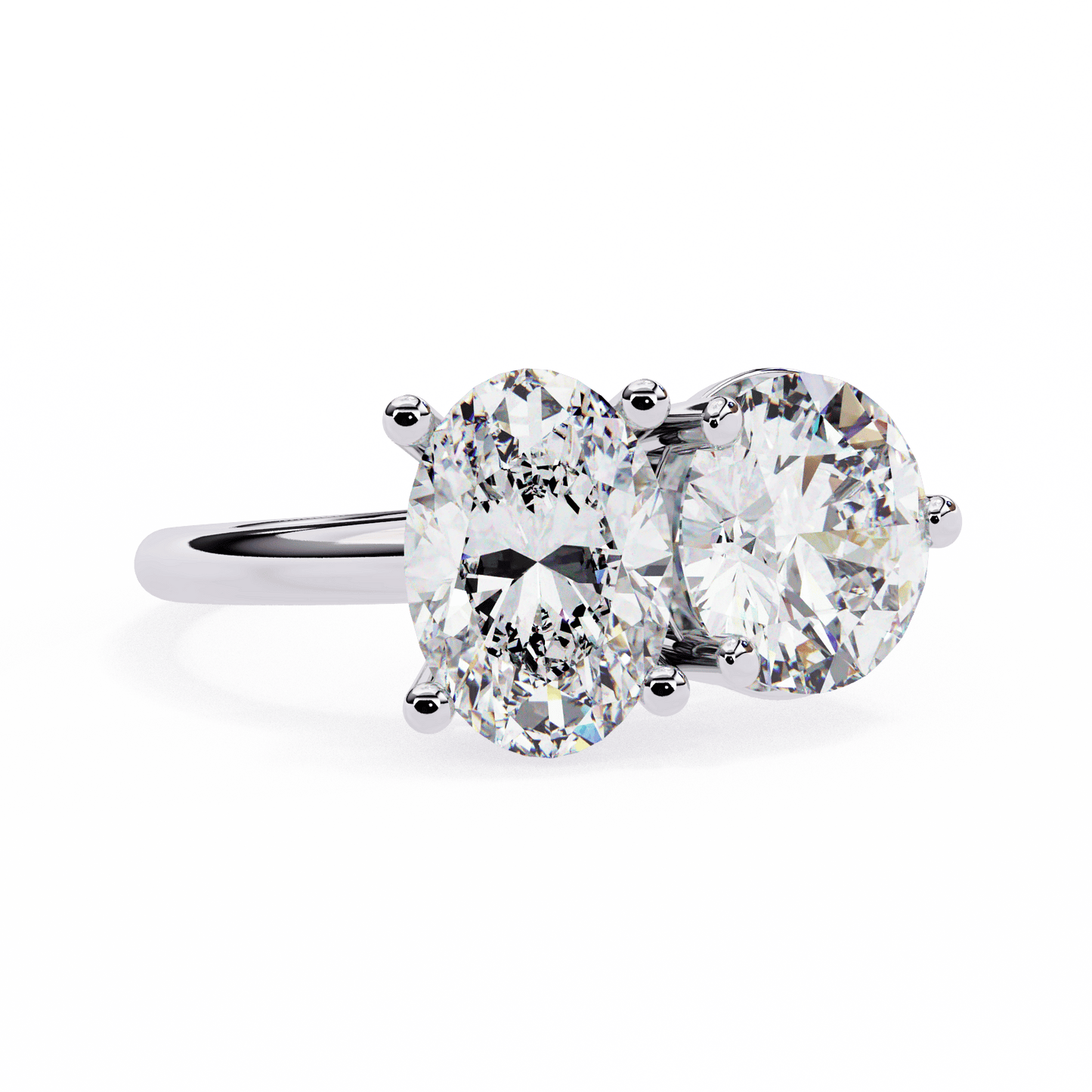 Twin Sprak Oval and Round Solitaire Ring