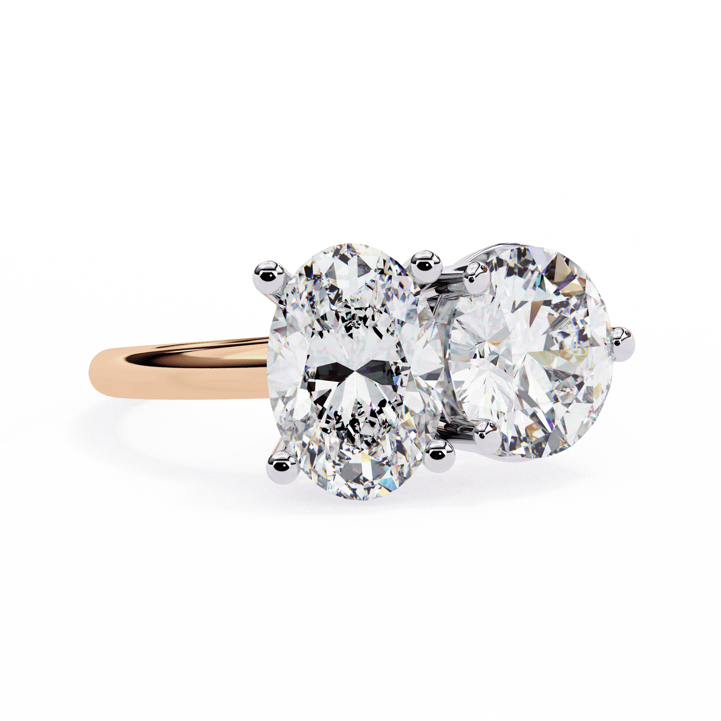Twin Sprak Oval and Round Solitaire Ring