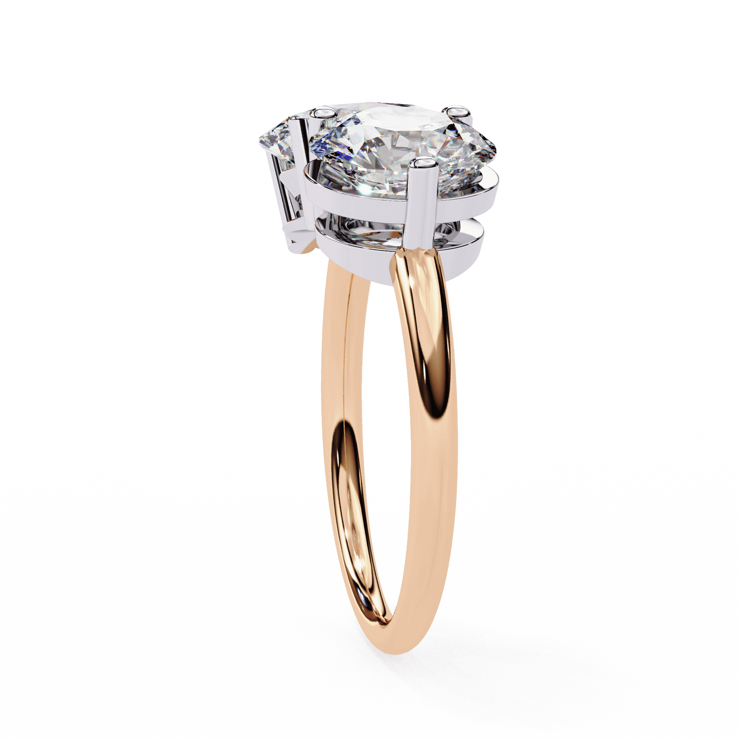 Twin Sprak Oval and Round Solitaire Ring