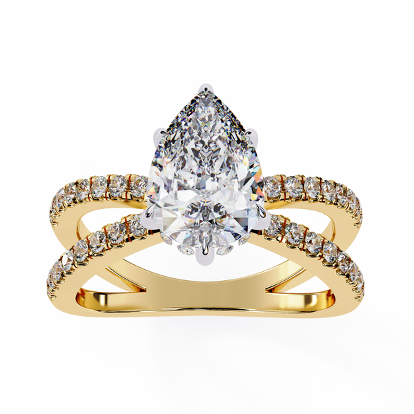 Butterfly Pear shape Soliatire Engagement Ring