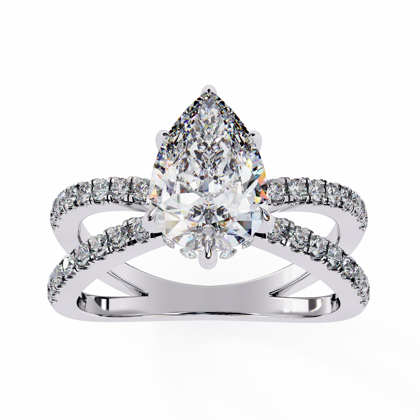 Butterfly Pear shape Soliatire Engagement Ring