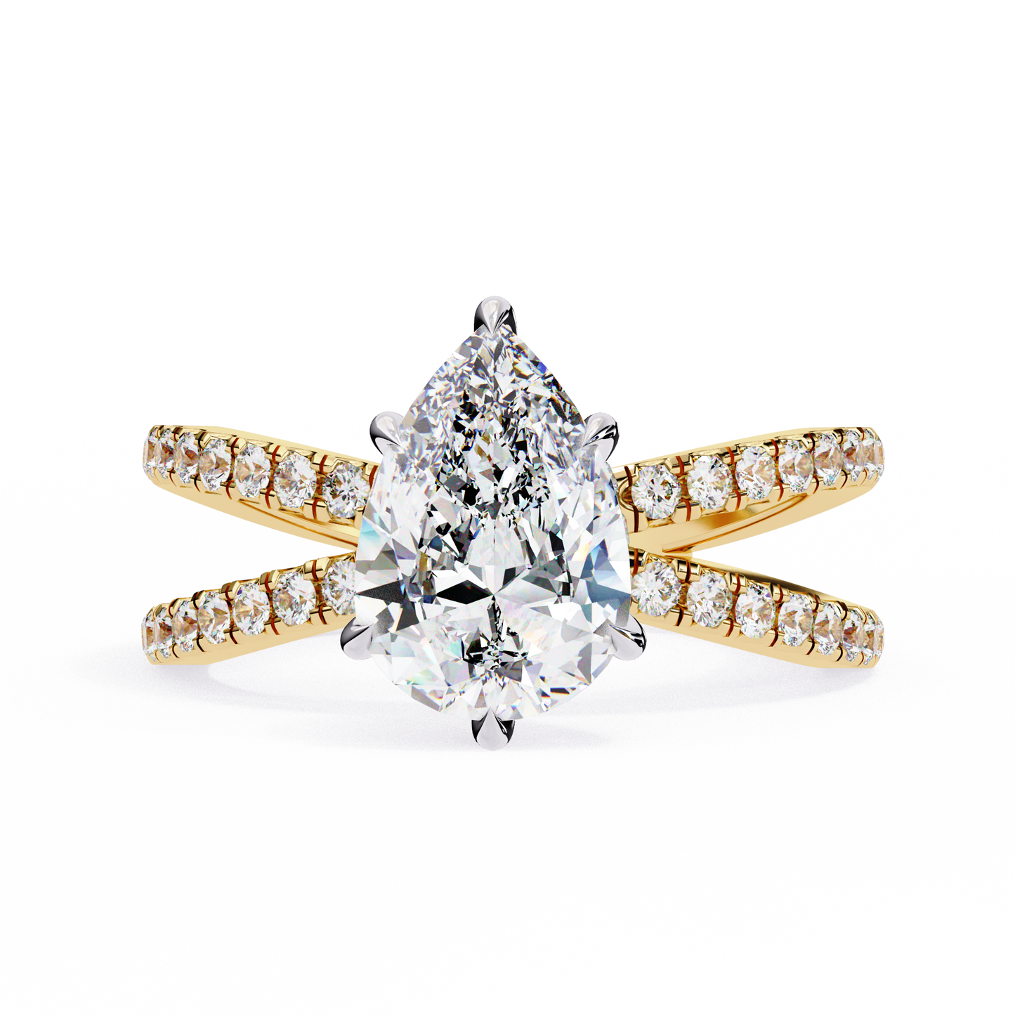 Butterfly Pear shape Soliatire Engagement Ring