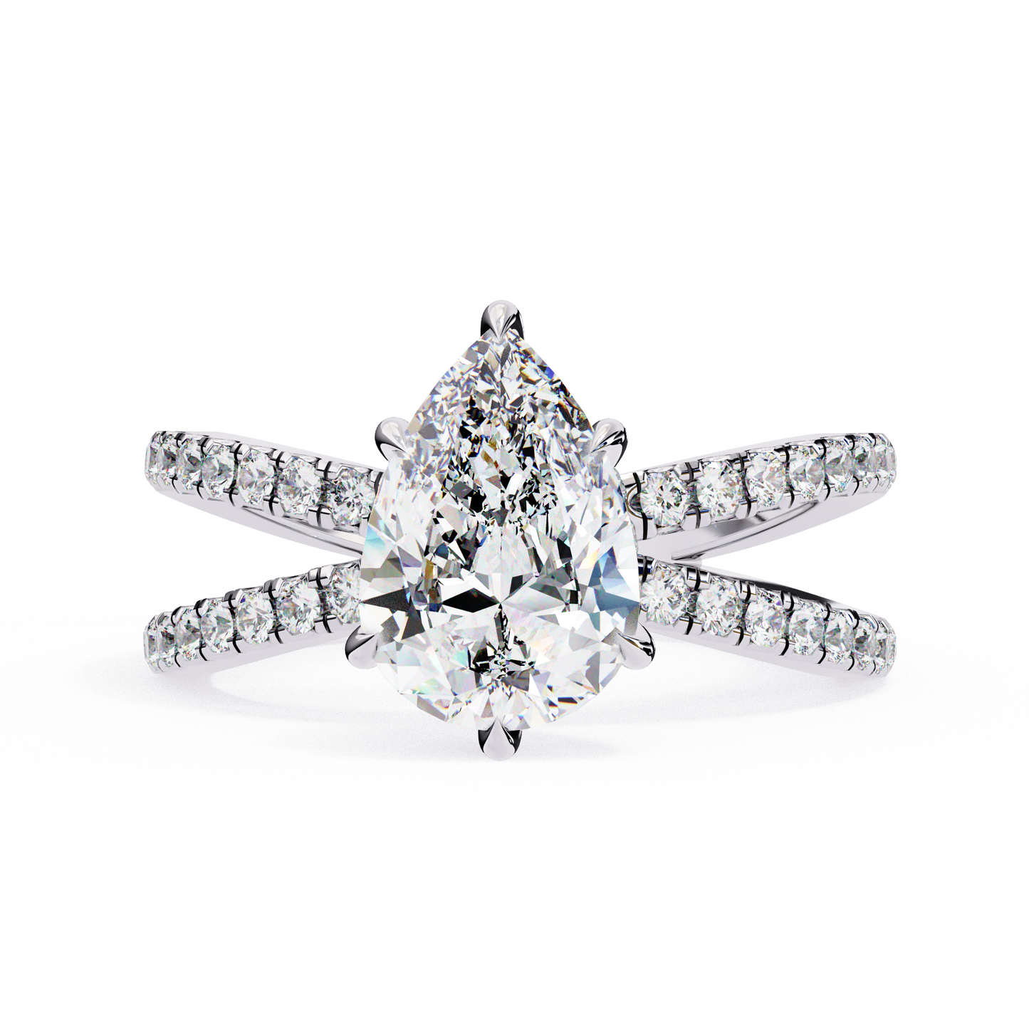 Butterfly Pear shape Soliatire Engagement Ring