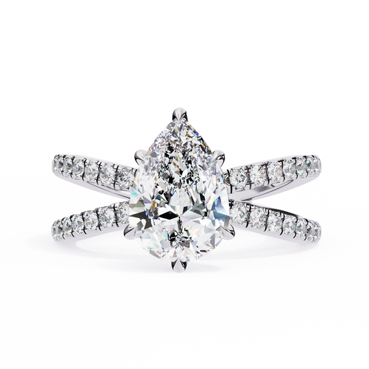 Butterfly Pear shape Soliatire Engagement Ring