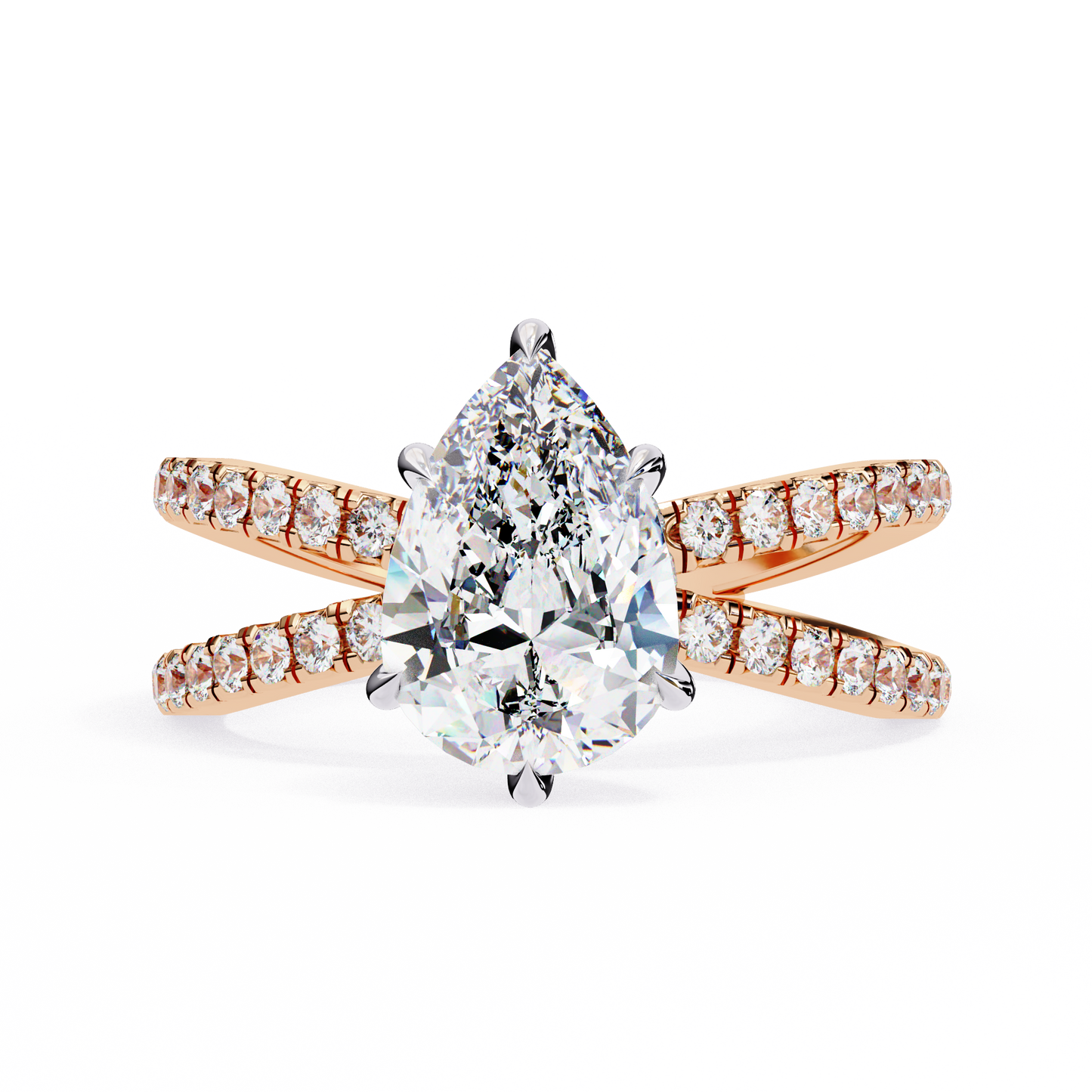 Butterfly Pear shape Soliatire Engagement Ring
