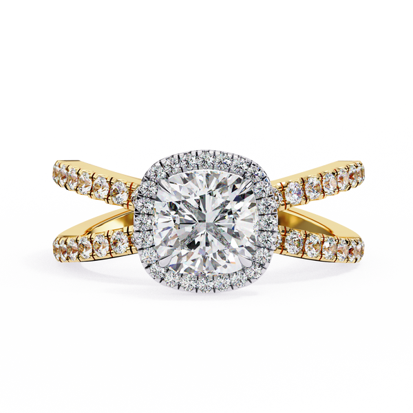 Honey Bee Cushion Cut Solitaire Ring