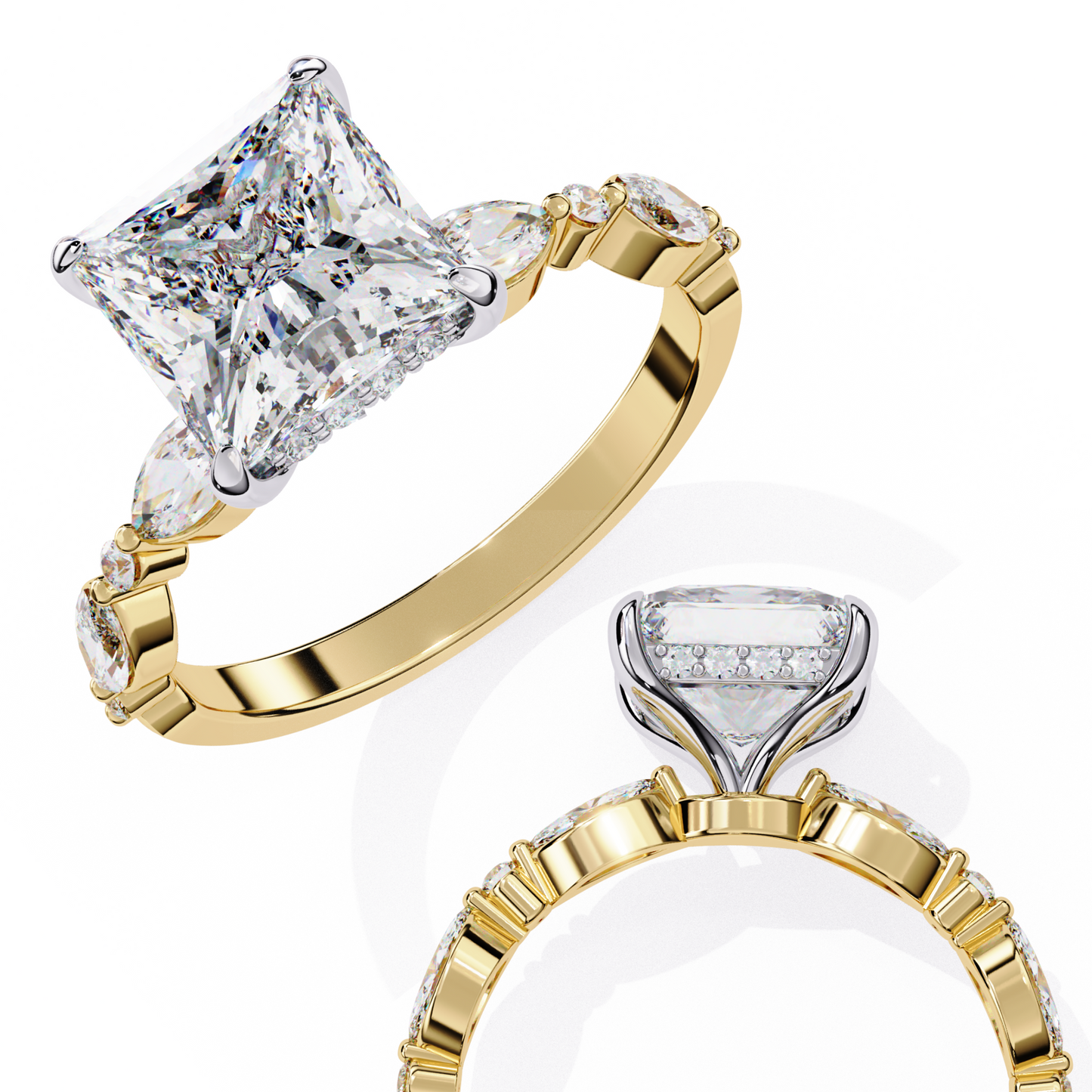 Prince n Princess Cut Solitaire Ring