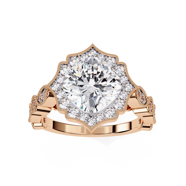 Lotus Pond Cushion Cut Solitaire Ring