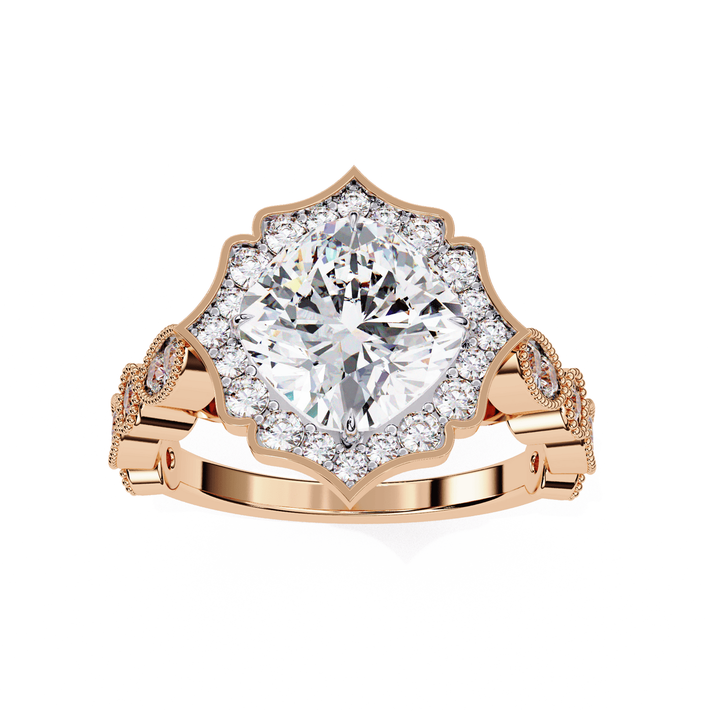 Lotus Pond Cushion Cut Solitaire Ring