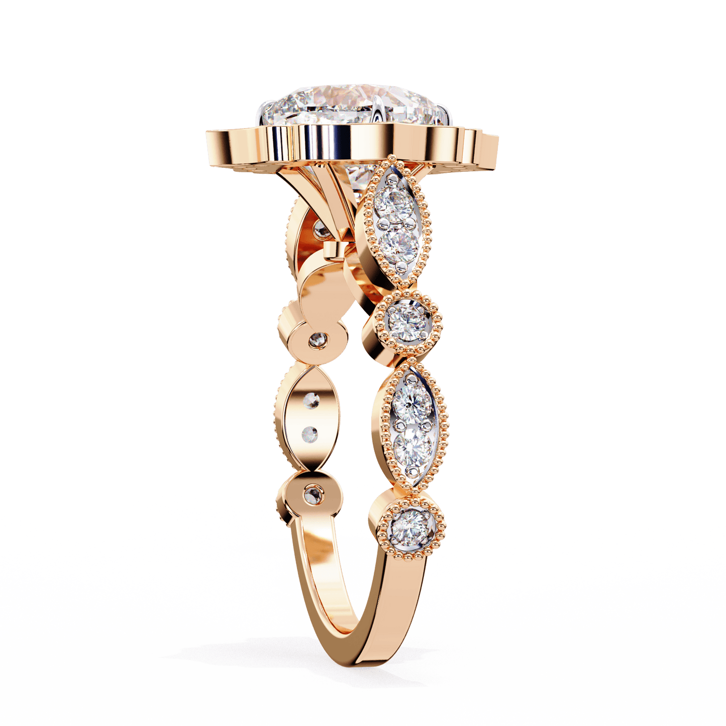 Lotus Pond Cushion Cut Solitaire Ring