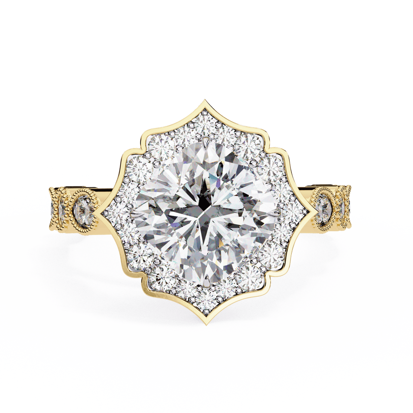 Lotus Pond Cushion Cut Solitaire Ring