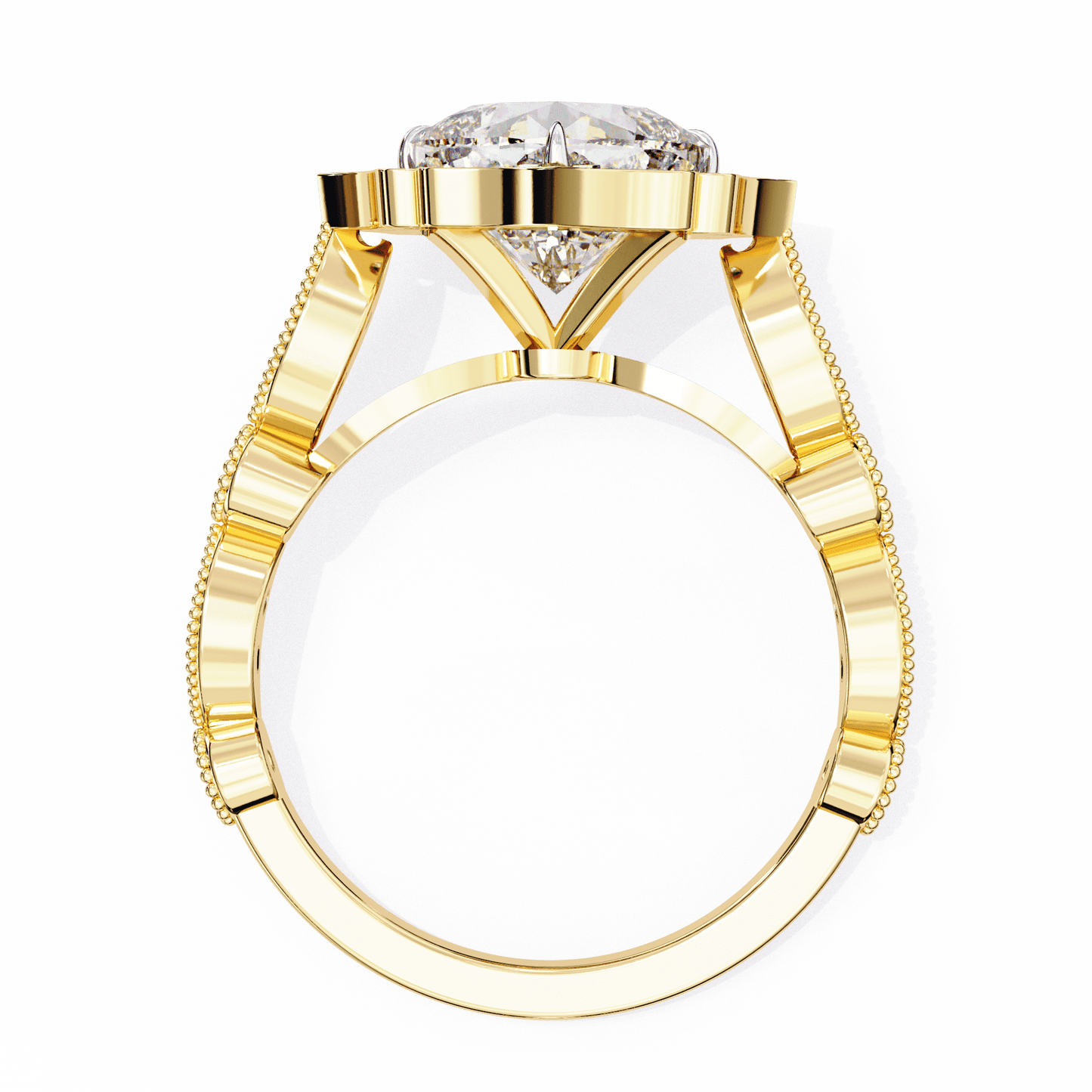 Lotus Pond Cushion Cut Solitaire Ring