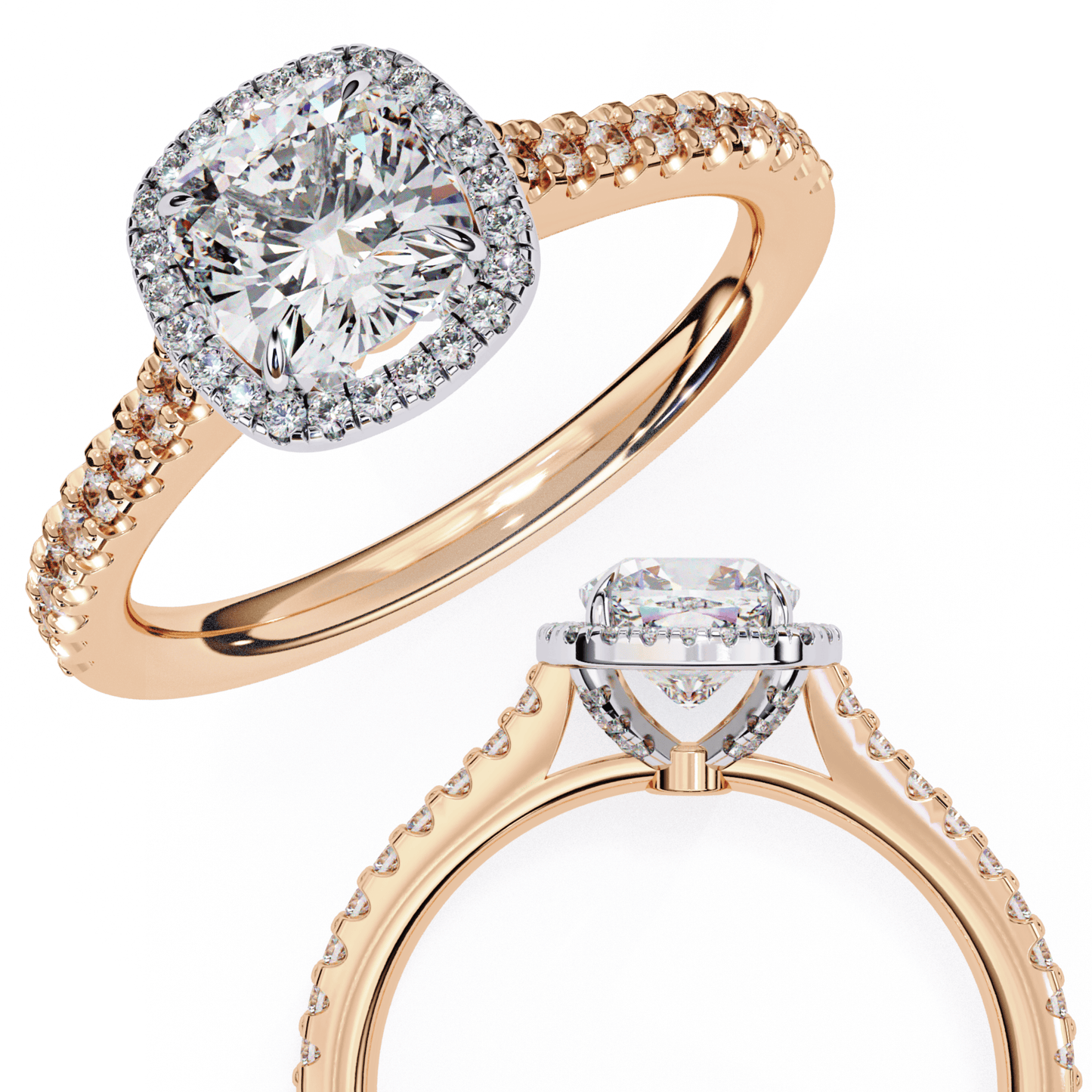 Bridesmaid Halo Cushion Cut Ring