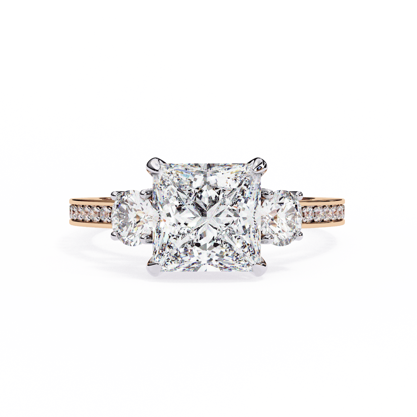 Centre Stone Princess Cut Solitaire Engagement Ring