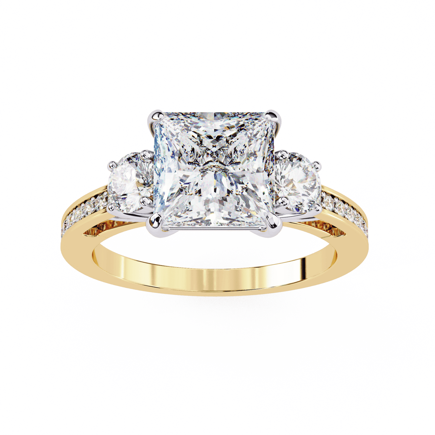 Centre Stone Princess Cut Solitaire Engagement Ring