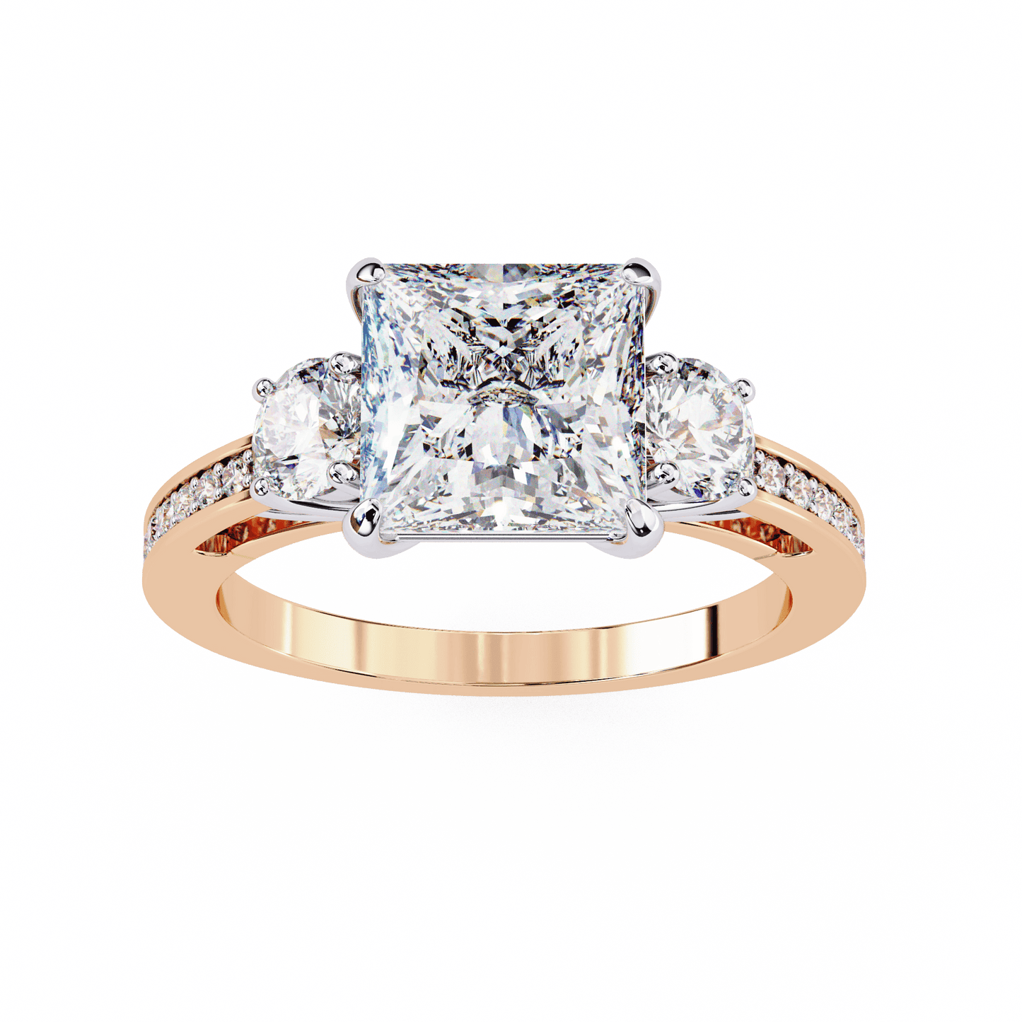 Centre Stone Princess Cut Solitaire Engagement Ring