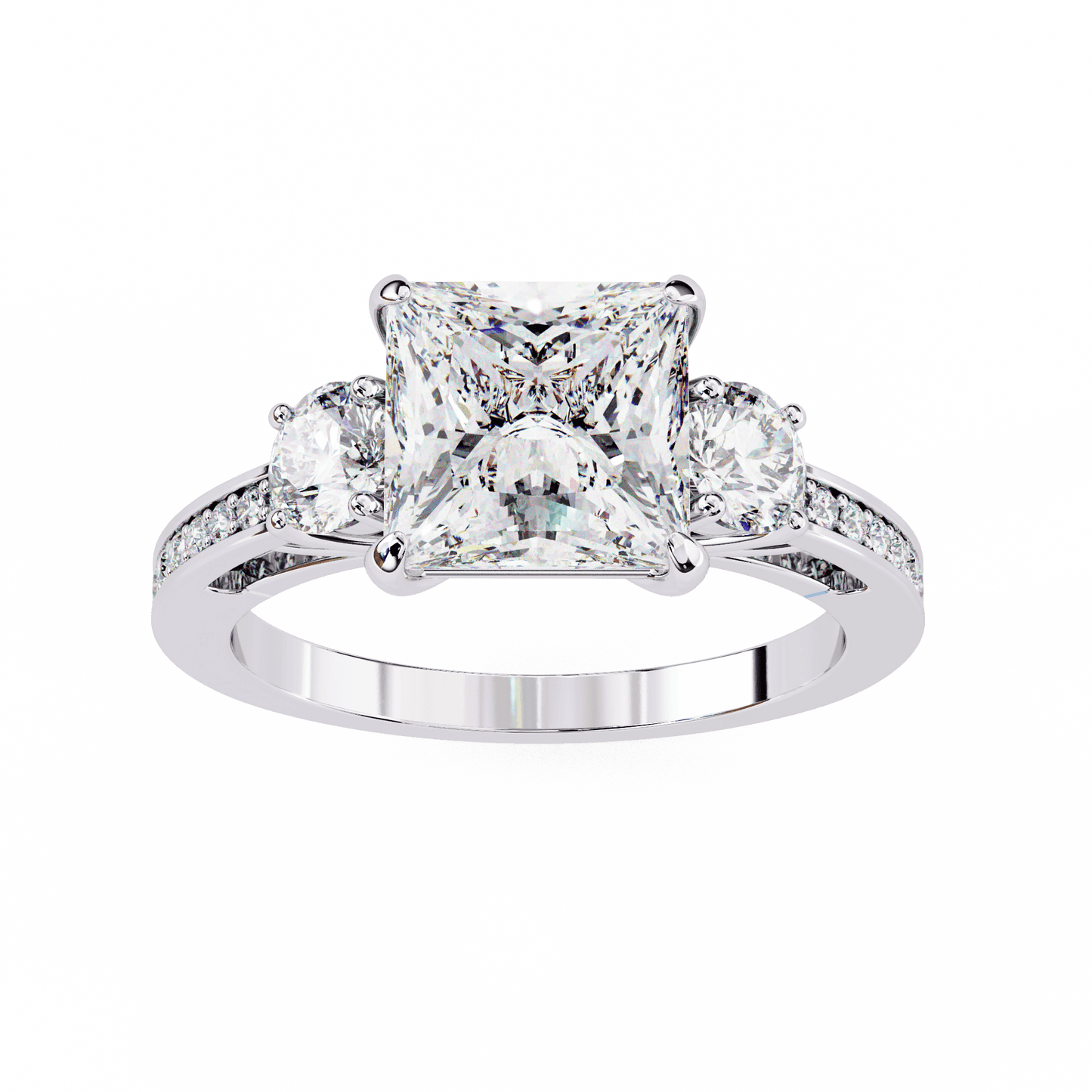 Centre Stone Princess Cut Solitaire Engagement Ring