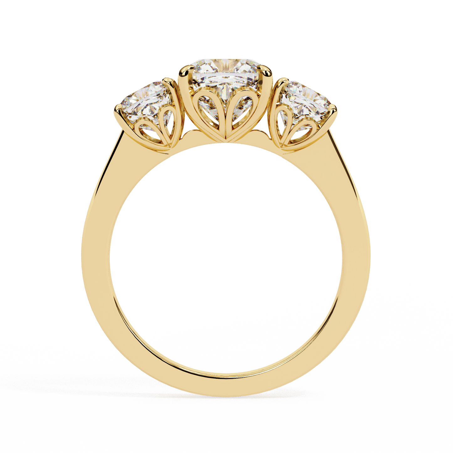 Three Stone Charm Solitaire Ring