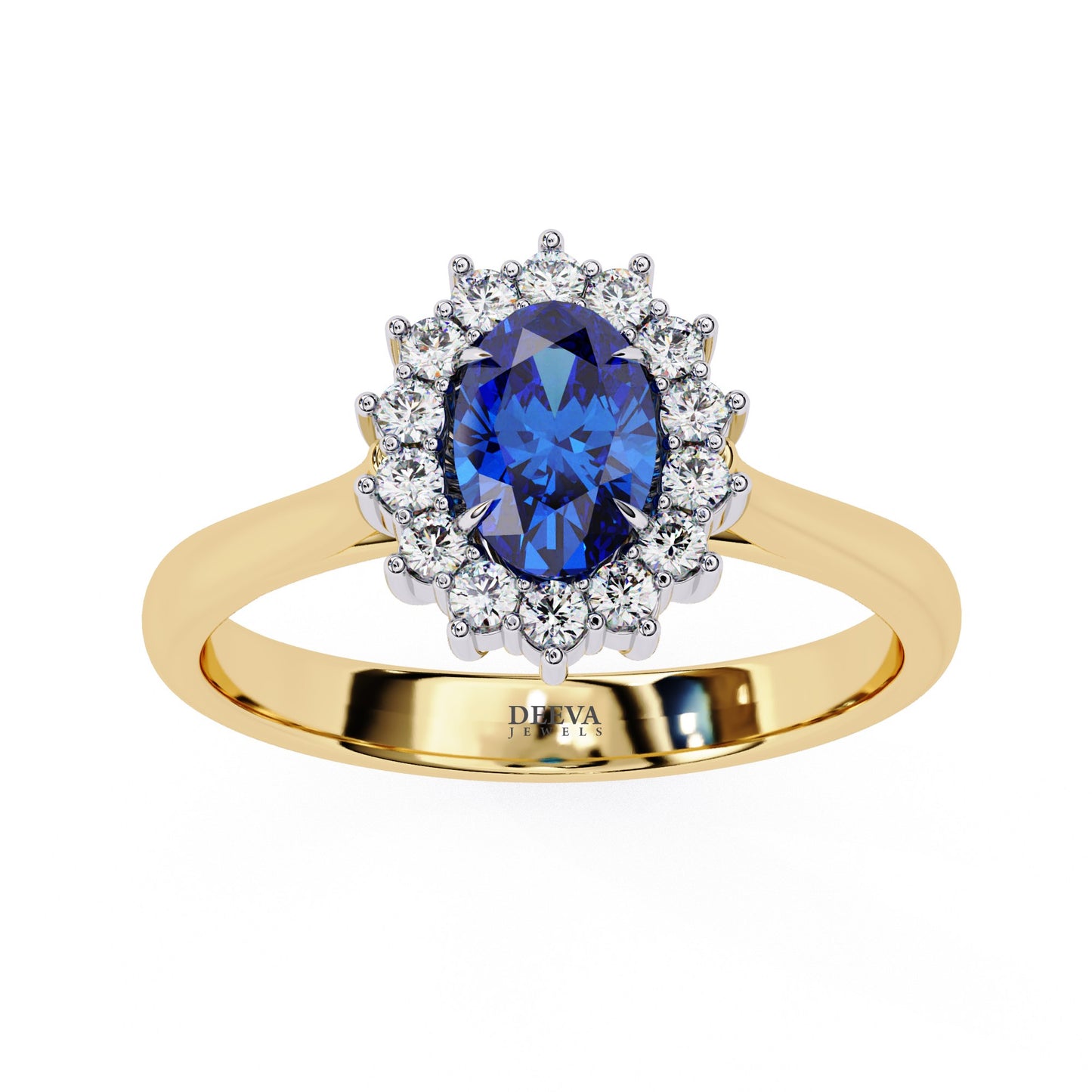 Royal Blue Oval Lab Solitaire Ring