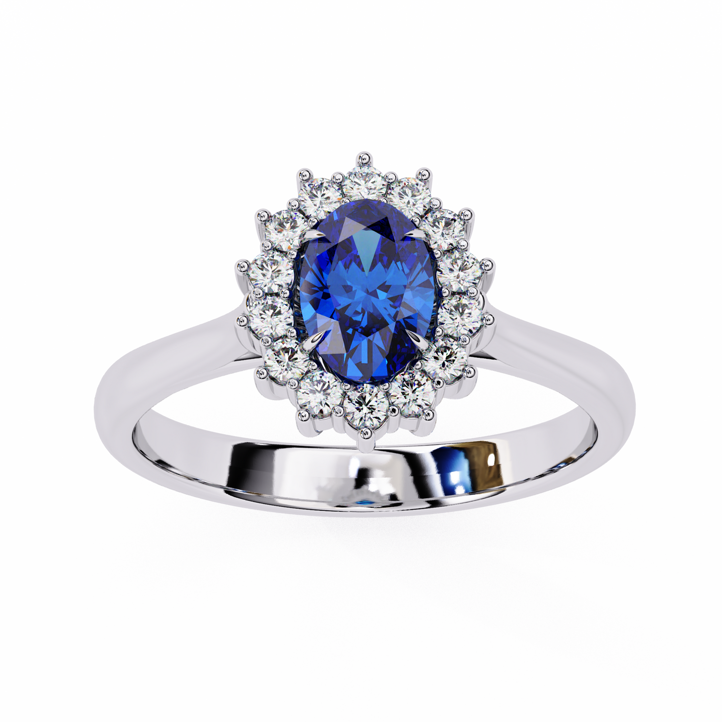 Royal Blue Oval Lab Solitaire Ring