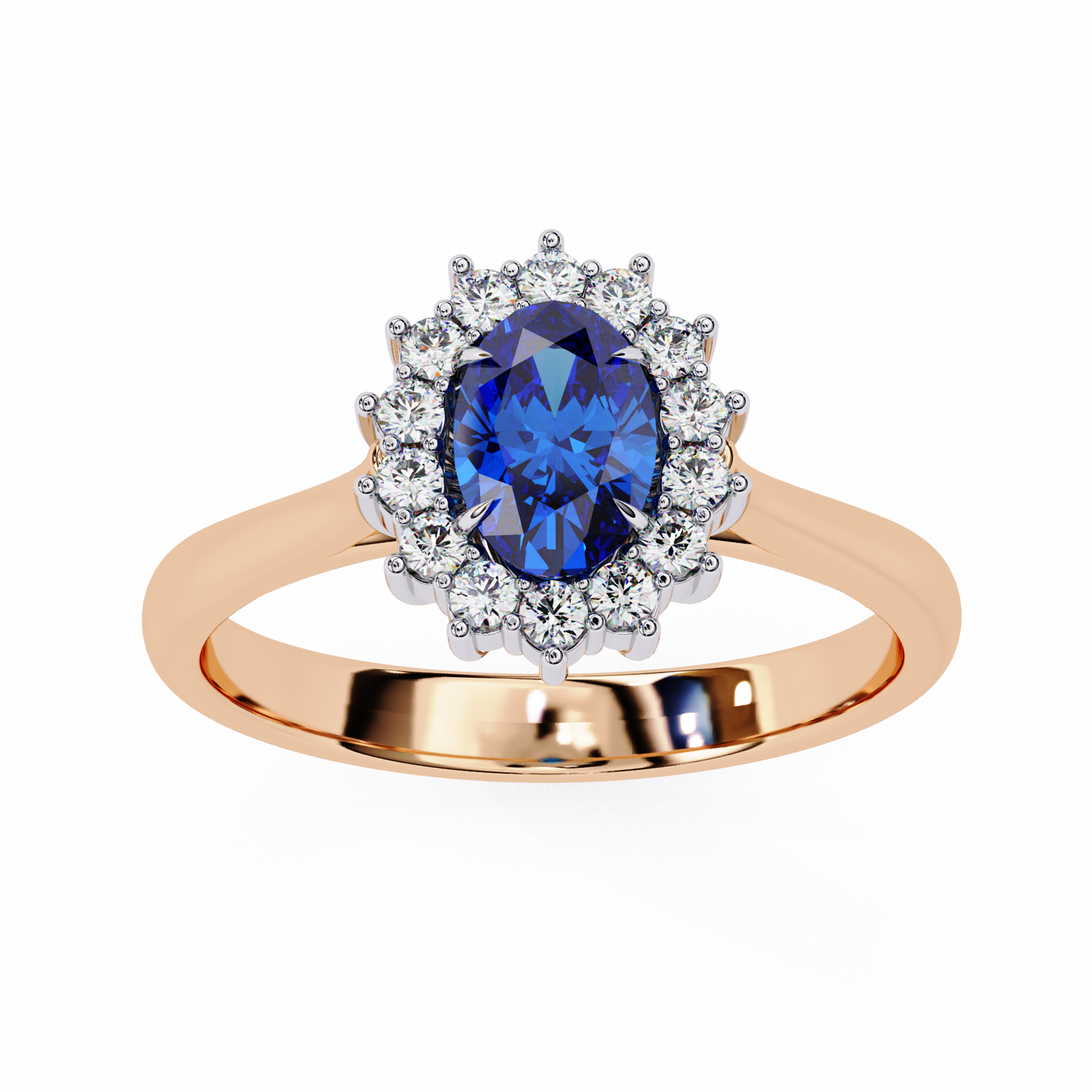 Royal Blue Oval Lab Solitaire Ring