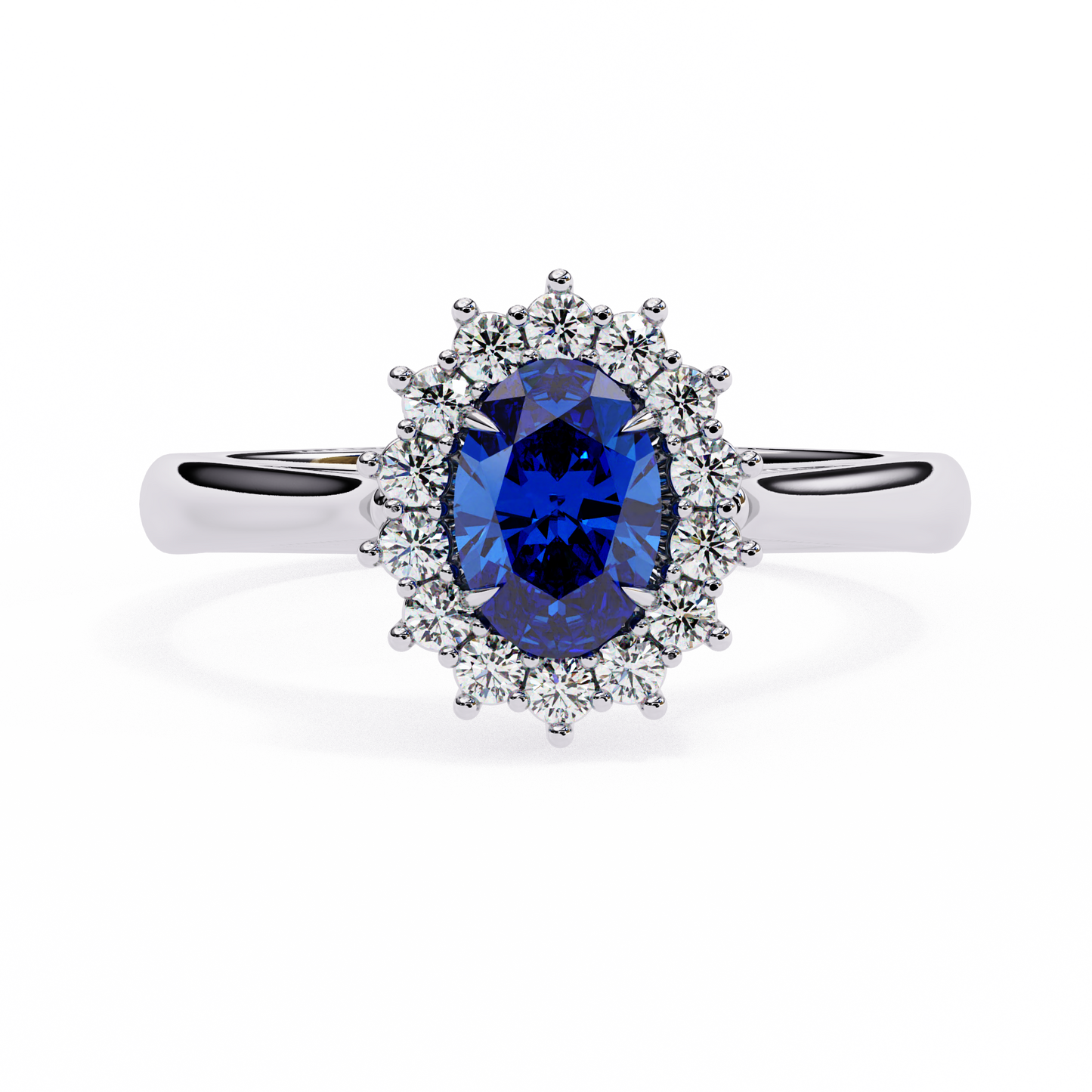 Royal Blue Oval Lab Solitaire Ring