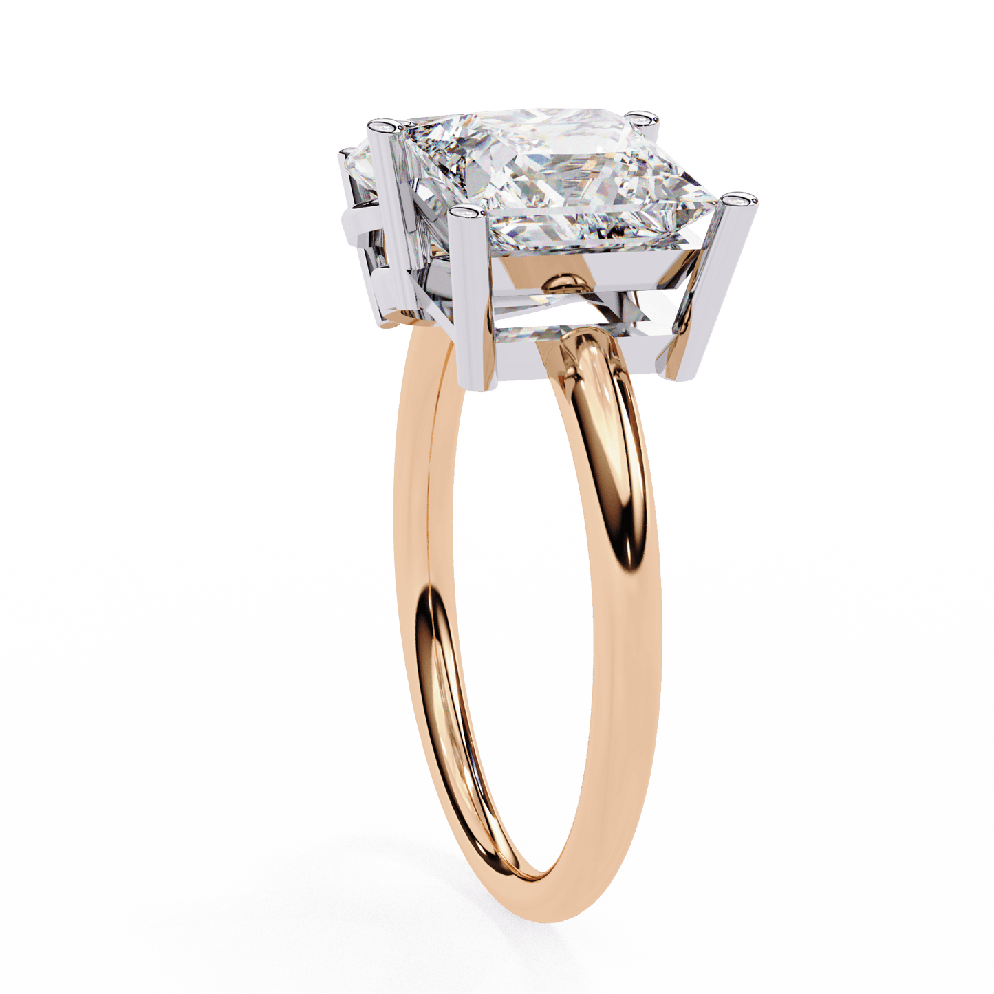 Toi et Moi Drop and Princess Shapes Solitaire Ring
