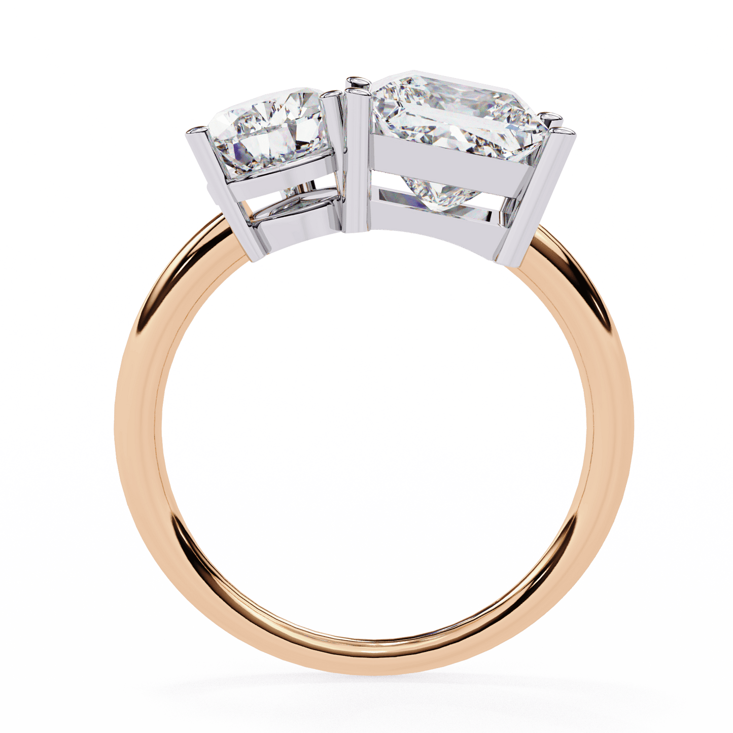 Toi et Moi Drop and Princess Shapes Solitaire Ring