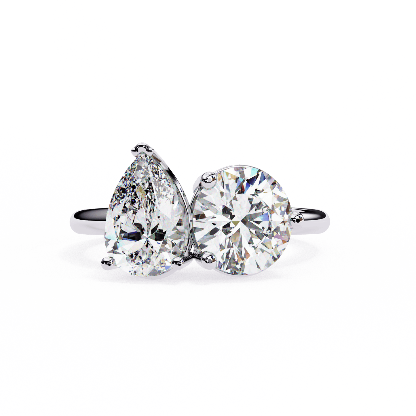 Pear and Round Solitaires Duet Ring