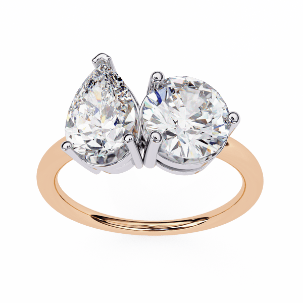 Pear and Round Solitaires Duet Ring