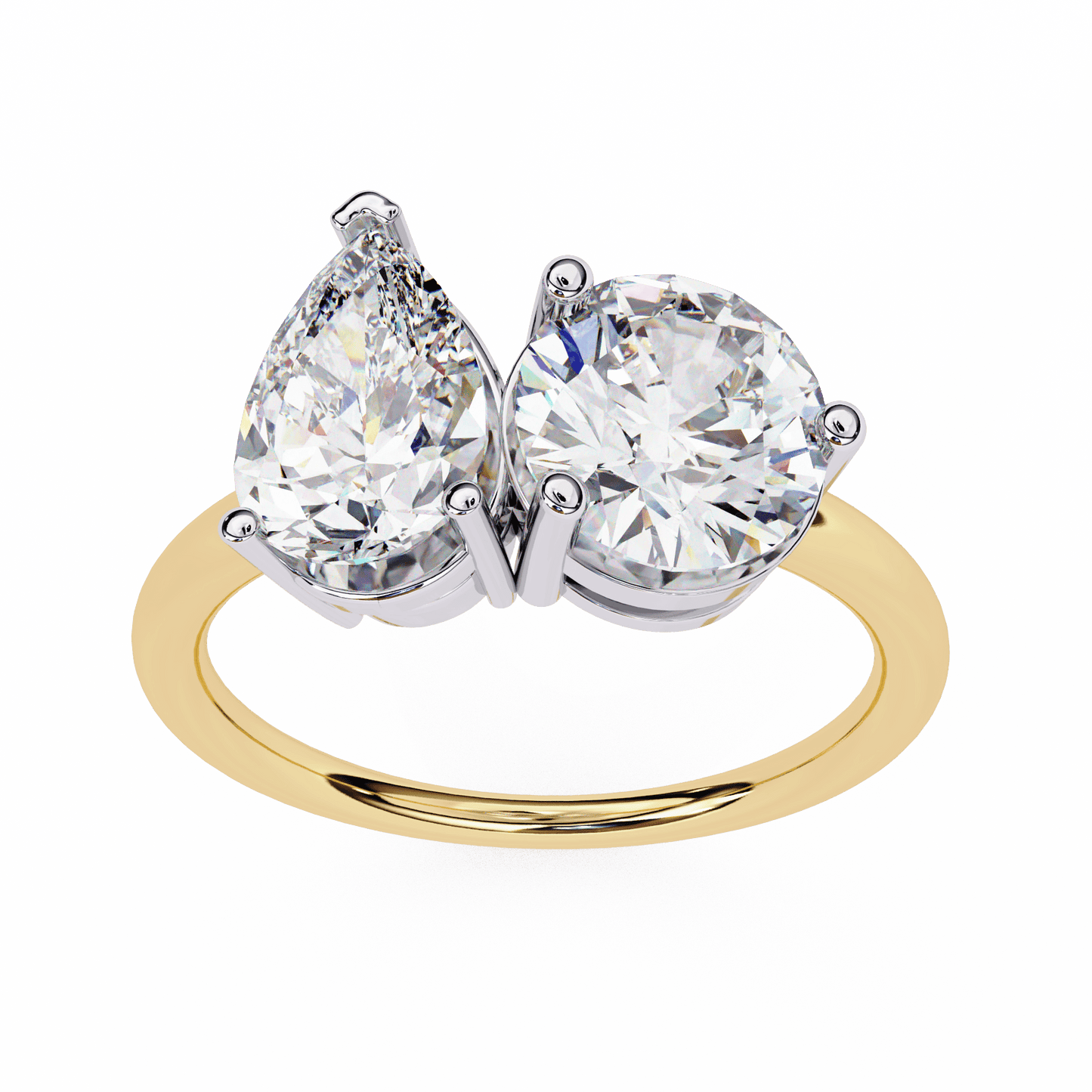 Pear and Round Solitaires Duet Ring