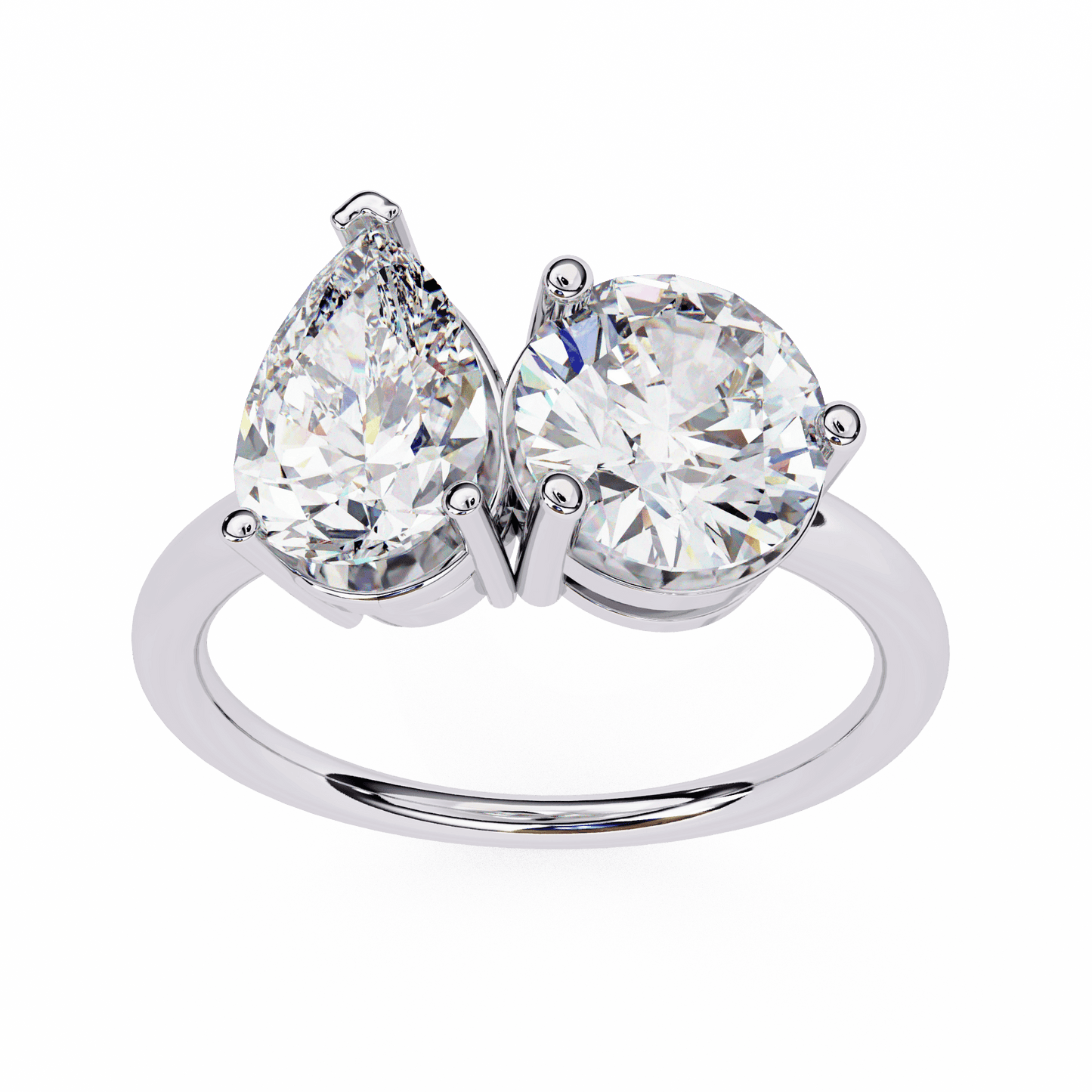Pear and Round Solitaires Duet Ring