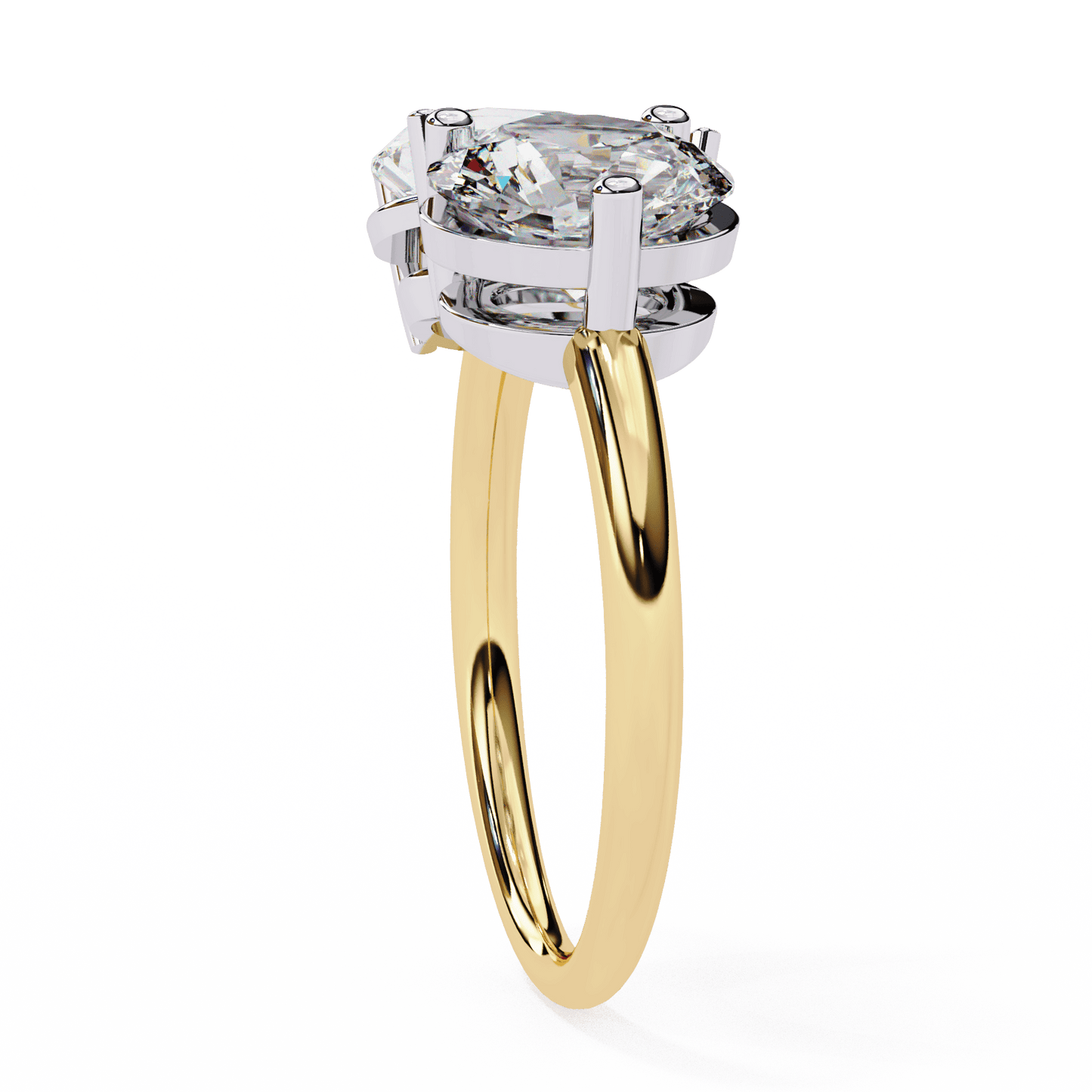 Pear and Round Solitaires Duet Ring