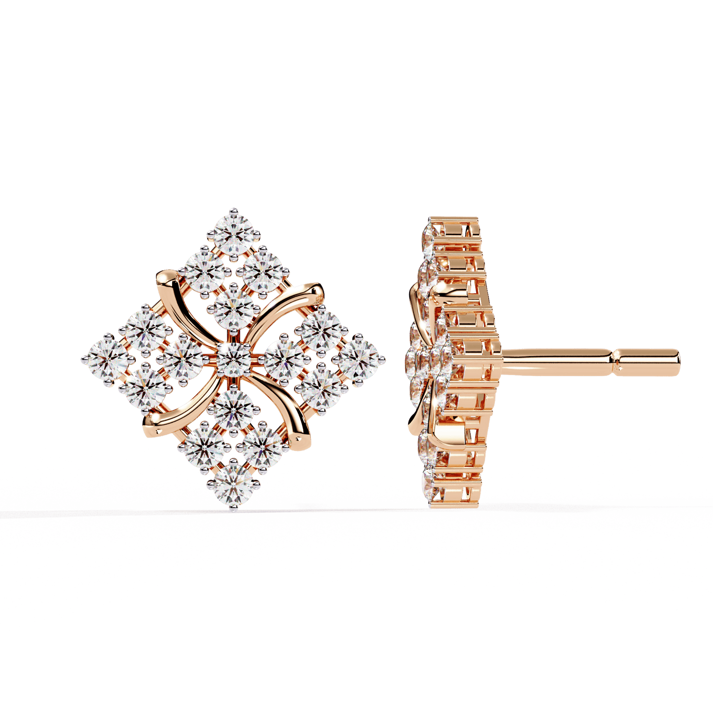 4 Square Shape Round Earrings