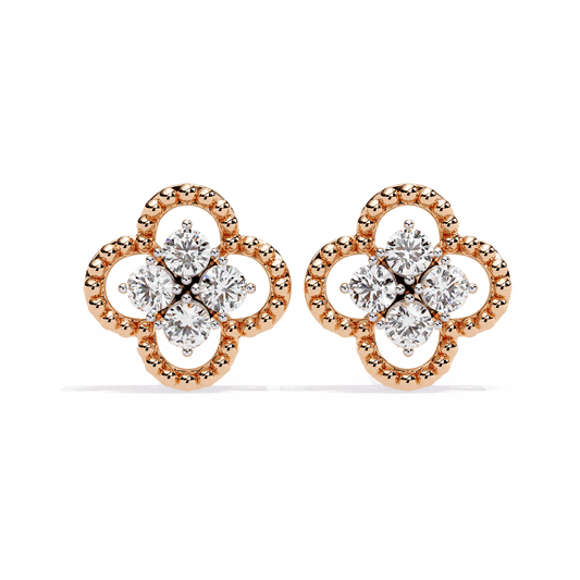 Four Stone Clover Diamond Earrings