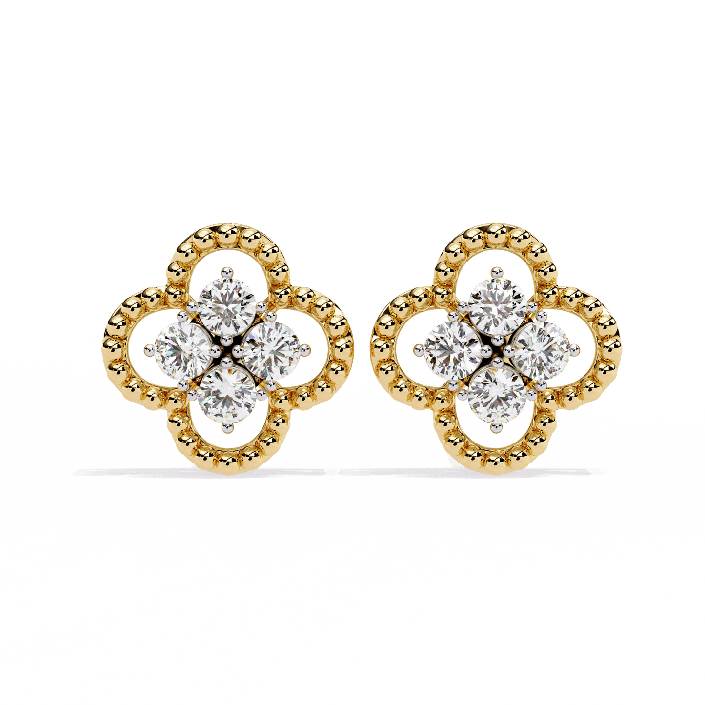 Four Stone Clover Diamond Earrings